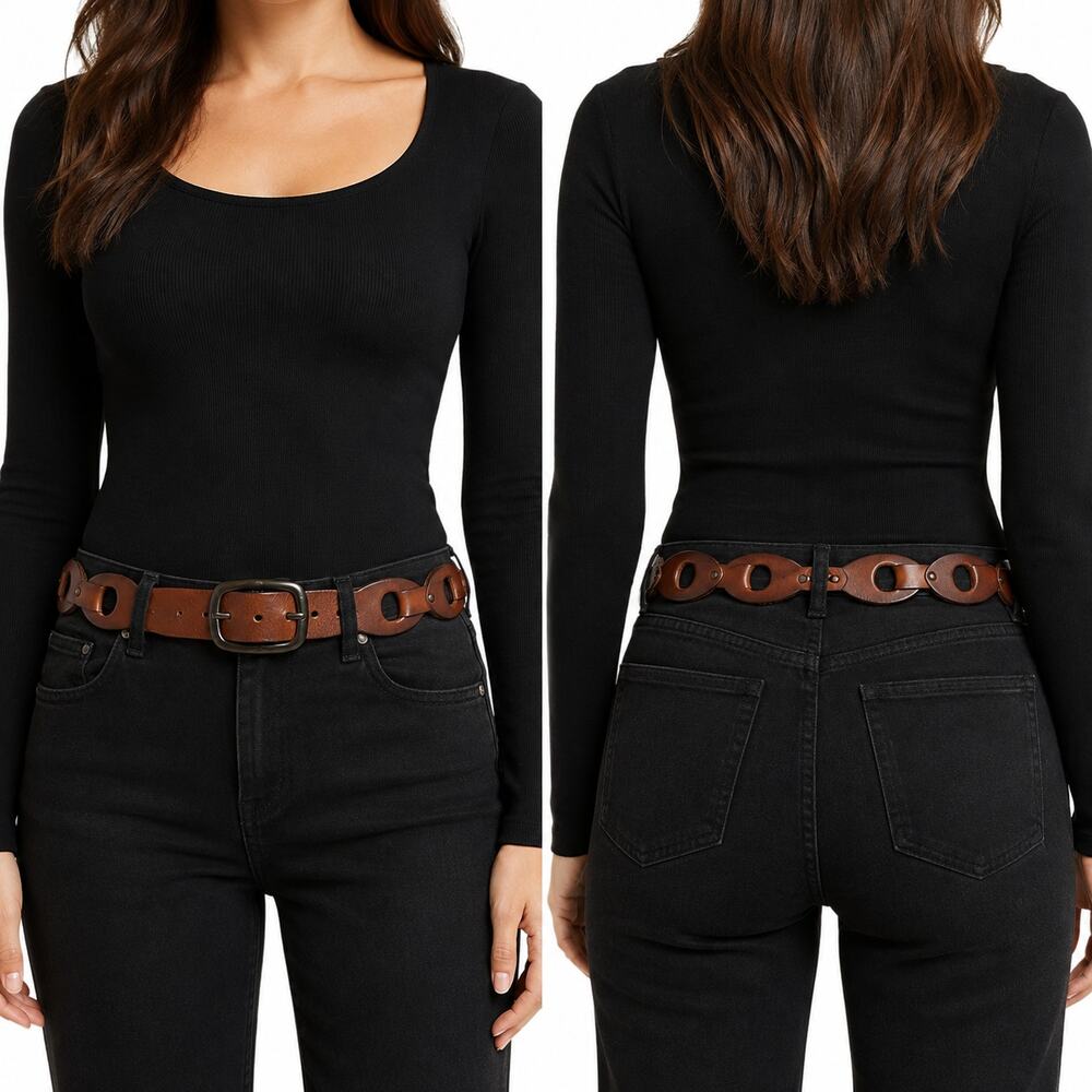 Rolf's Brown Leather Boho Style Linked Belt